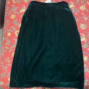 J.Crew knee length green velvet skirt, new with tags!